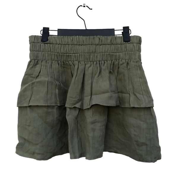 Emily Phillips Olive Green Two Tiered Skirt size Large - Picture 3 of 4